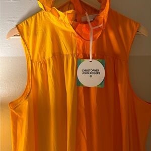 Christopher John Rogers Orange Tiered Maxi Sundress